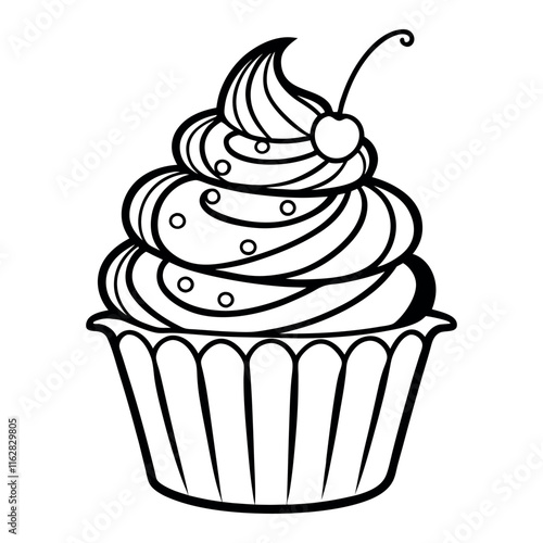 Illustration of cupcake colorpage art design