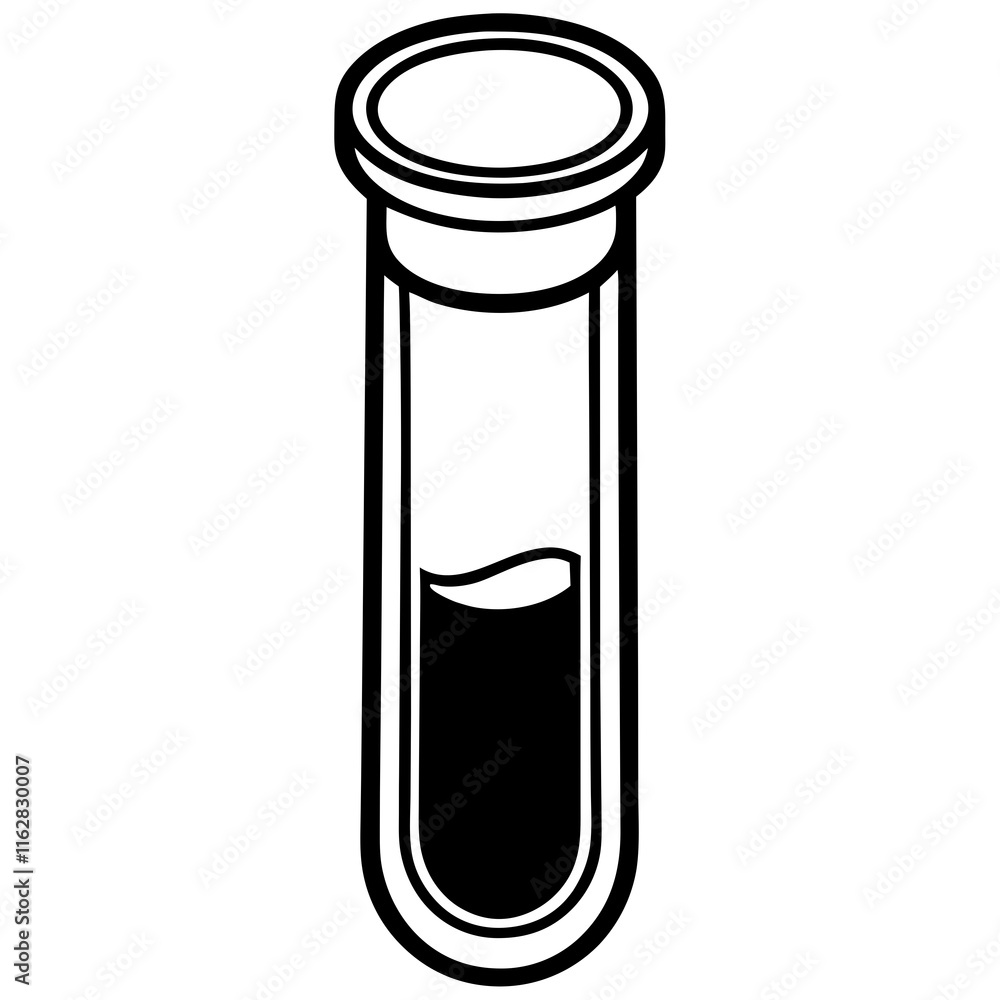 Precise Laboratory Test Tube Line Art Graphic Precise Laboratory Test Tube Line Art Graphic