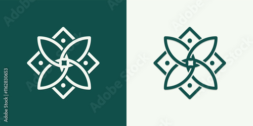 Abstract Luxury Logo. Logo for beauty, fashion, makeup, clothing brands. Elegant green and white logo. Minimalist style vector illustration.
