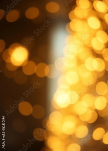 Blurred Christmas lights, golden bokeh, warm glow, soft focus, festive atmosphere, holiday ambiance, abstract light patterns, cozy evening, twinkling lights, out of focus photography, magical illumina photo