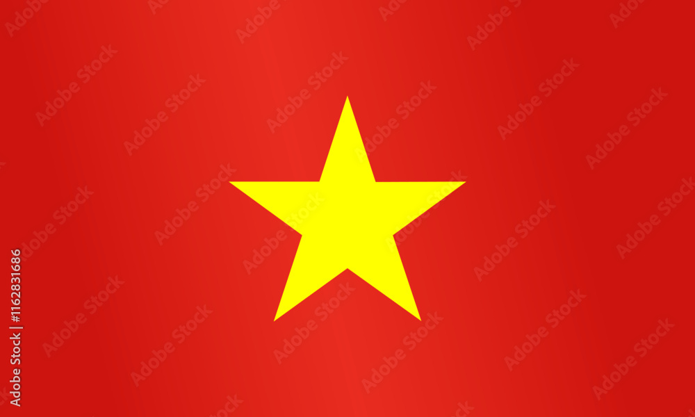Vietnam flag vector. Yellow star on red background