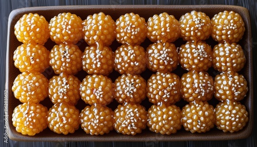 Traditional Kazakh Sweet Baursak Served in a Bowl for Celebrations and Festive Occasions photo