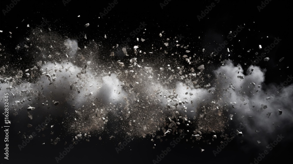 Powder explosion isolated on white background. Colored dust erupts Powder explosion isolated on white background. Colored dust erupts