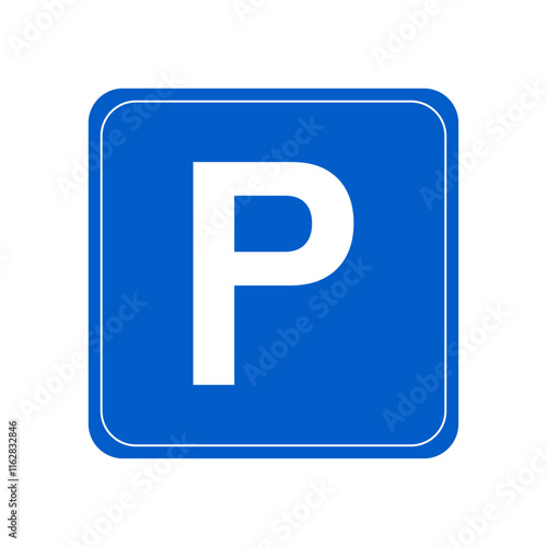 parking sign on blue background. parking lot sign P symbol. park sign