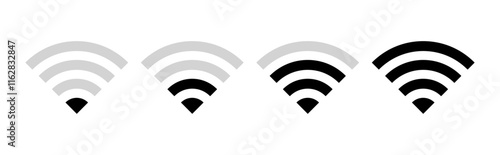 set of wireless internet wifi signal. wifi signal strength or electronic wave from router for communication through internet.