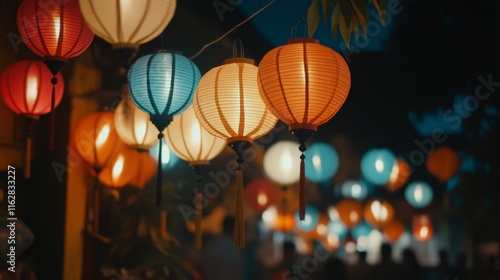 Wallpaper Mural Vibrant Lanterns Glow in Urban Night Streets Torontodigital.ca