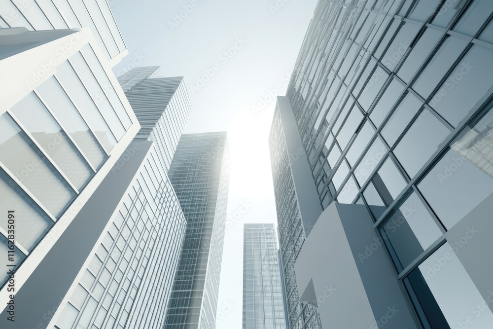 Two modern high-rise buildings standing side by side in a cityscape Two modern high-rise buildings standing side by side in a cityscape