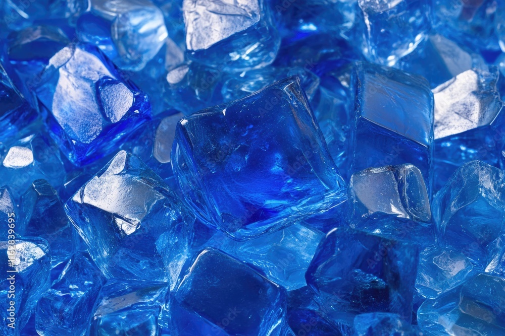 A collection of blue ice cubes stacked on top of each other, great for cold-related concepts or winter-themed designs A collection of blue ice cubes stacked on top of each other, great for cold-related concepts or winter-themed designs