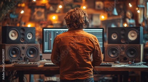 Person mixing music in a professional studio photo