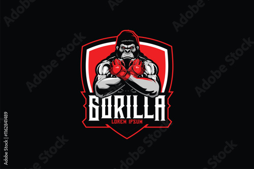 Gorilla boxer badge logo template for boxing club
