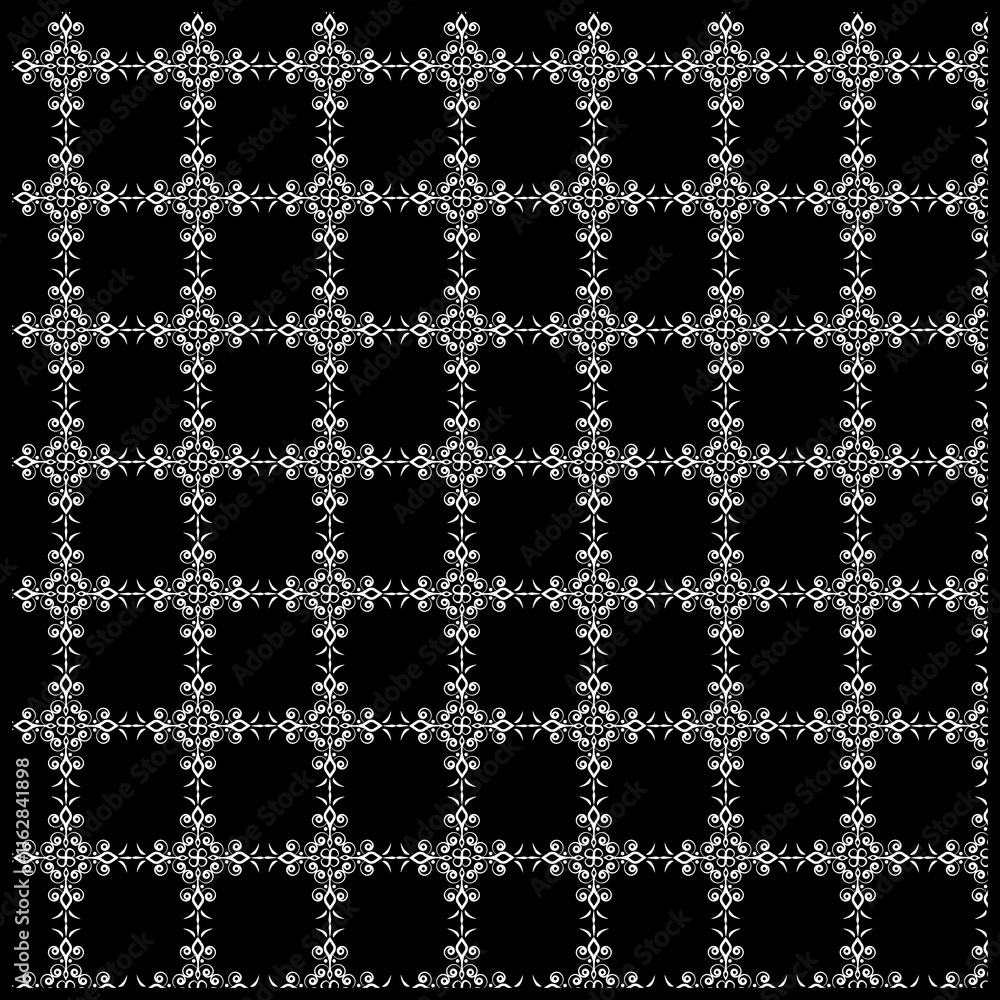 Elegant Symmetrical Mandala Cross Vector Pattern - Black and White Ornament Elegant Symmetrical Mandala Cross Vector Pattern - Black and White Ornament