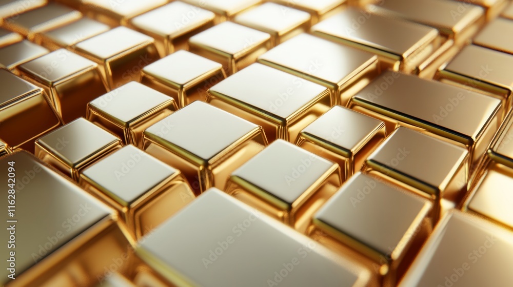 Soft Light Reflecting on Stacked Bars in Grid Pattern