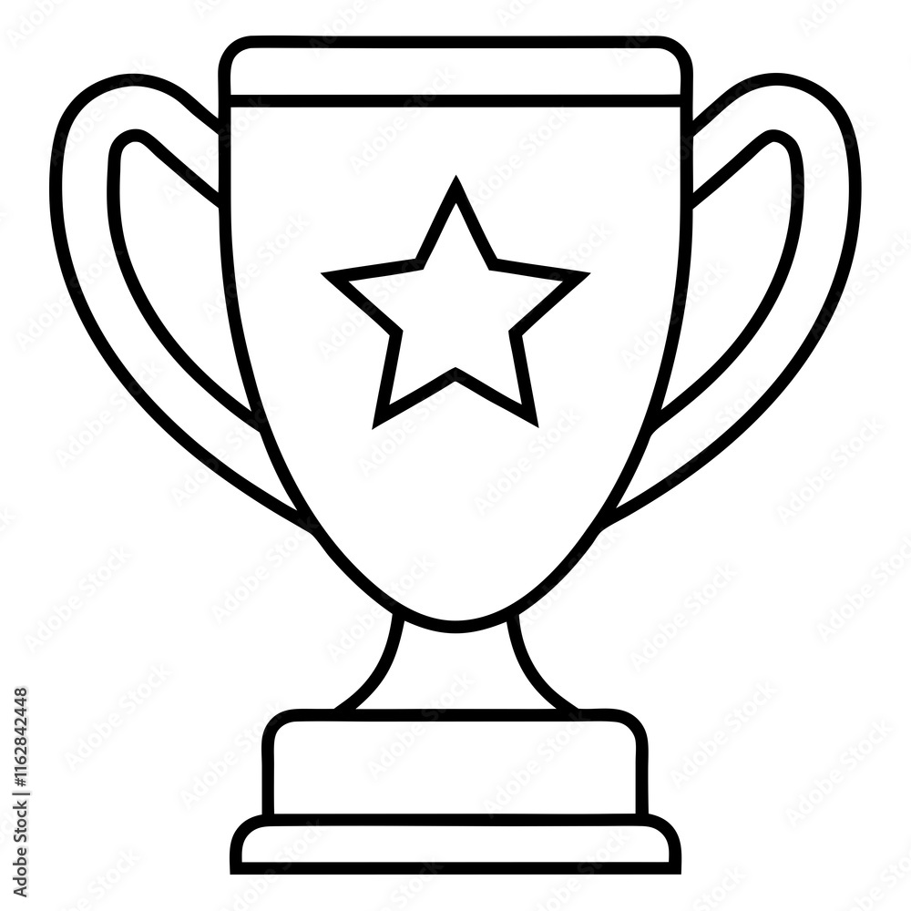Stylish Trophy Outline Vector with Sleek Line Details Stylish Trophy Outline Vector with Sleek Line Details