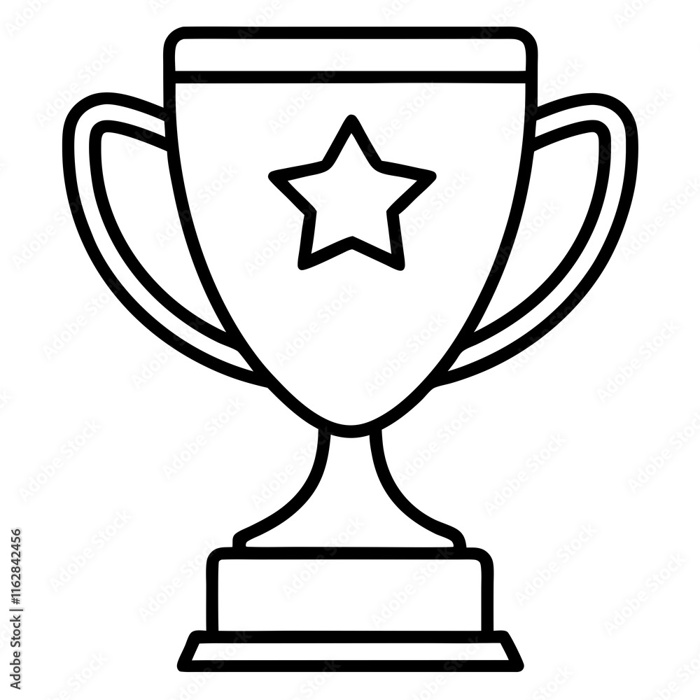 Stylish Trophy Outline Vector with Sleek Line Details Stylish Trophy Outline Vector with Sleek Line Details