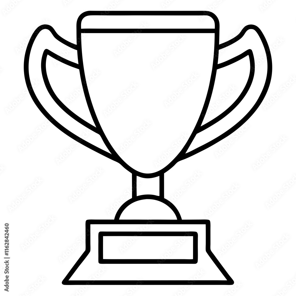 Stylish Trophy Outline Vector with Sleek Line Details Stylish Trophy Outline Vector with Sleek Line Details