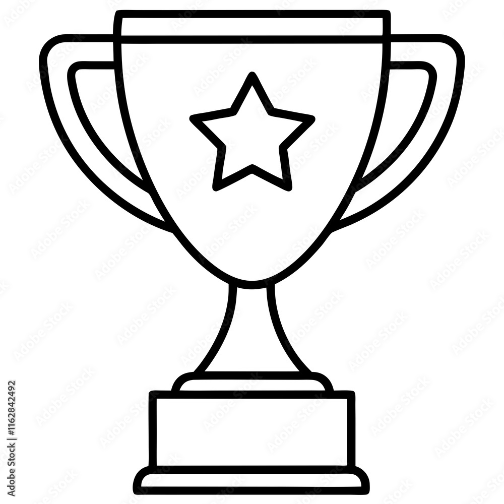 Stylish Trophy Outline Vector with Sleek Line Details Stylish Trophy Outline Vector with Sleek Line Details
