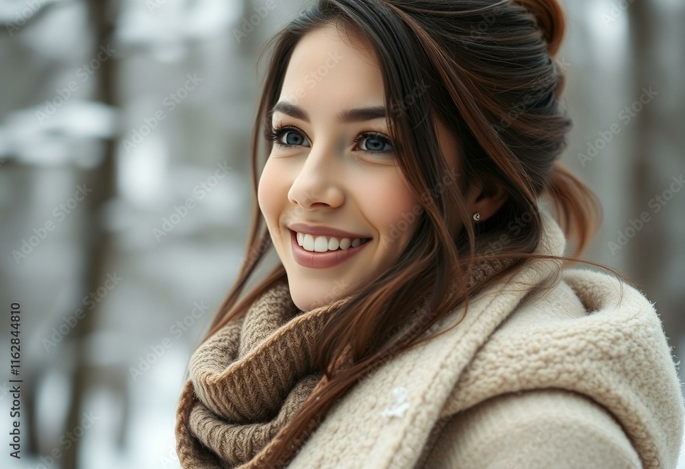A young woman in a winter landscape A young woman in a winter landscape