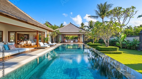 Wallpaper Mural Luxurious villa with infinity pool, outdoor lounge, and tropical garden. Torontodigital.ca