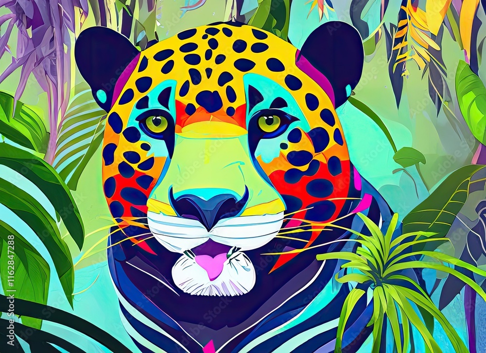 A Panther in the jungle, pop art style
