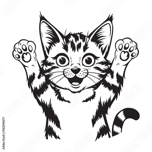 Cat line drawing art vector printable illustration design for kids and enthusiasts