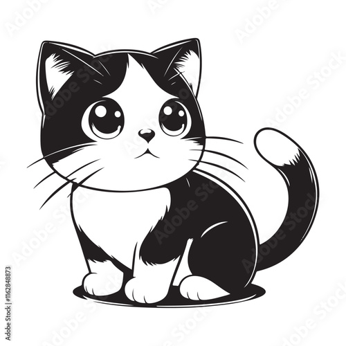 Cat vector illustration drawing line art design printable for beginners and experts