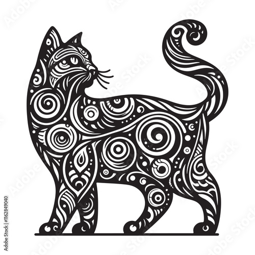 Cat drawing line art vector illustration printable for artistic and educational use