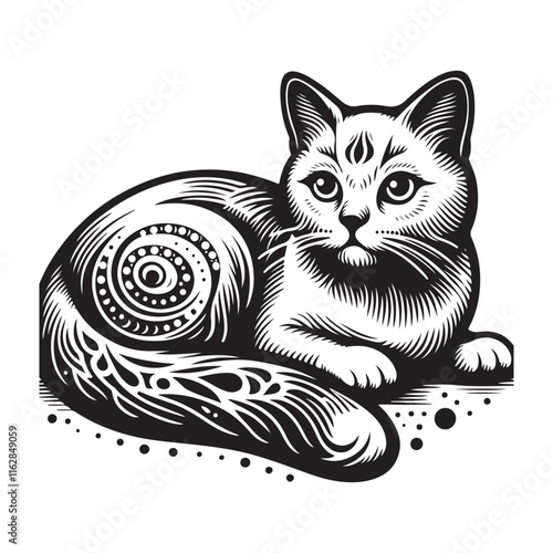Cat drawing printable line art vector illustration design for creative craft ideas