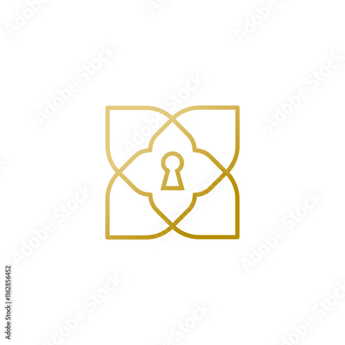 flower with key hole shape icon logo design illustration