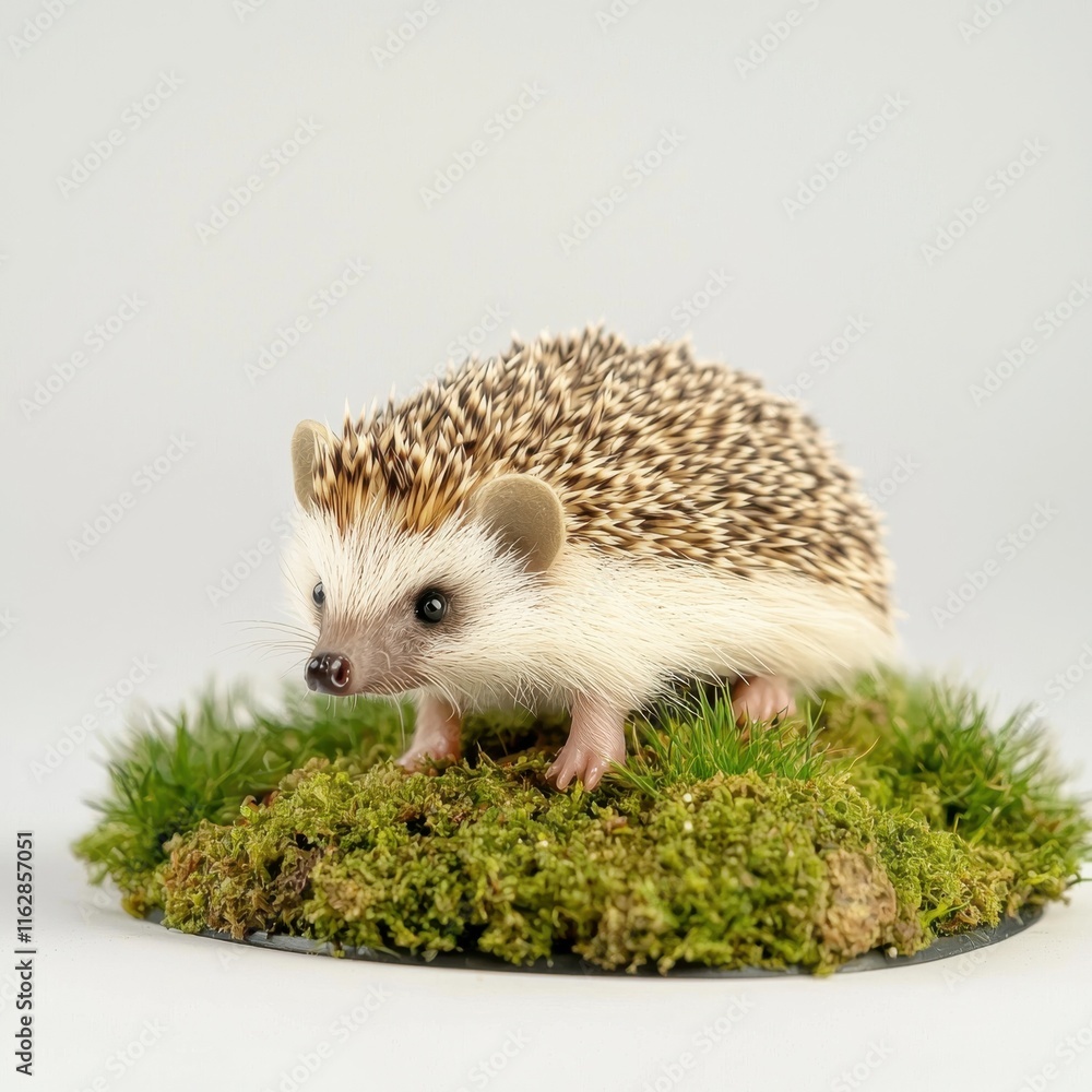 Obraz premium Hedgehog exploring miniature garden in soft morning light nature scene whimsical environment adorable close-up