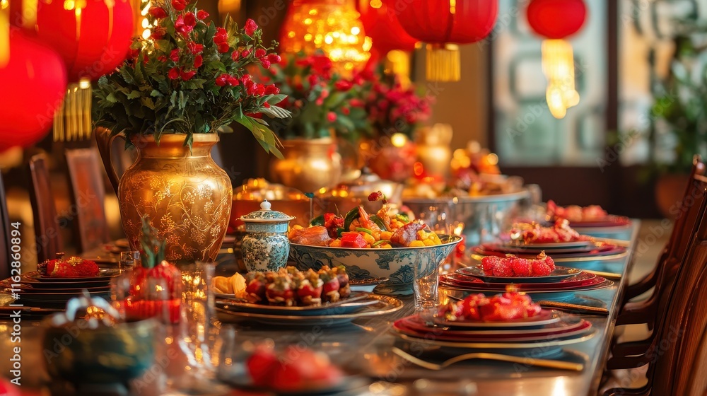 Vibrant Chinese New Year Table Setting Decor Vibrant Chinese New Year Table Setting Decor
