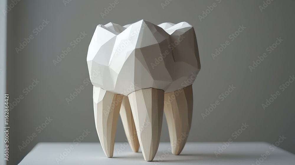 Abstract Dental Tooth Sculpture with Wooden Base Abstract Dental Tooth Sculpture with Wooden Base