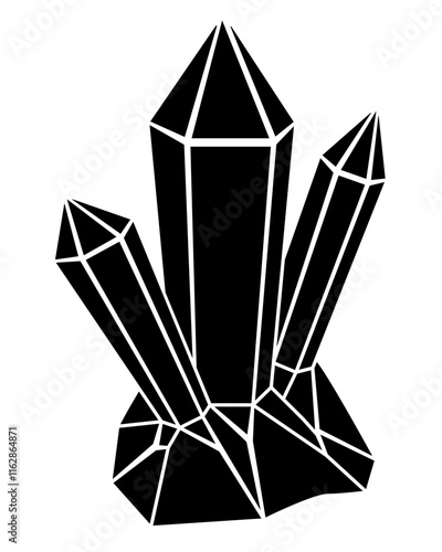 Crystals, druses with minerals - vector silhouette picture for logo or pictogram. Gems, magic crystals for sign or icon	