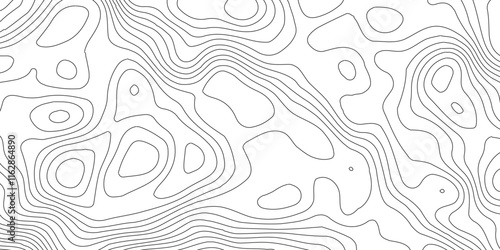 Topographic map background geographic line map,modern design with white background and black wave lines,luxury topographic wavy pattern and geographic grid map design .