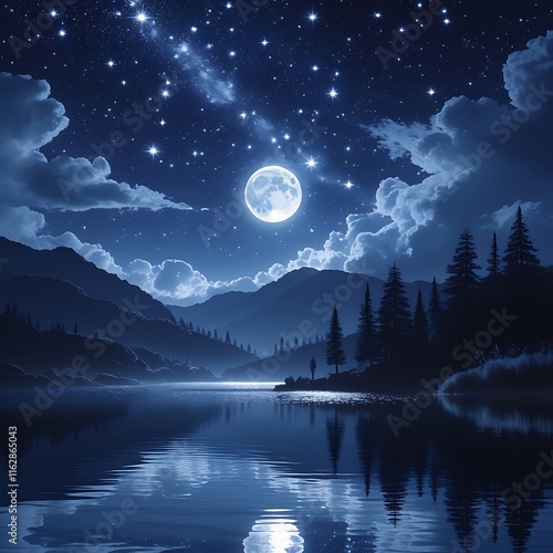 night landscape with moon