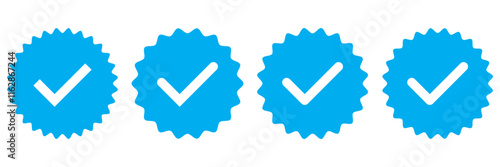 Social media and Profile Verified badge icon. Check and Approved, Accept, Instagram verified badge icon. vector illustration. blue verified badge icon.