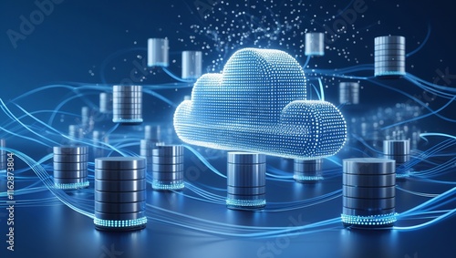 Wallpaper Mural High-Tech Cloud Computing Network with Data Flow and Glowing Cloud in Digital Environment Torontodigital.ca