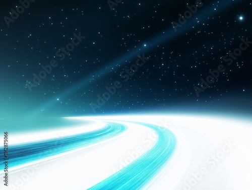 Futuristic Glowing Road to the Stars: Abstract Night Sky photo