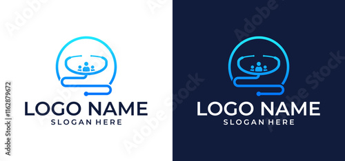 Vector logo illustration stethoscope icons medical health logo.