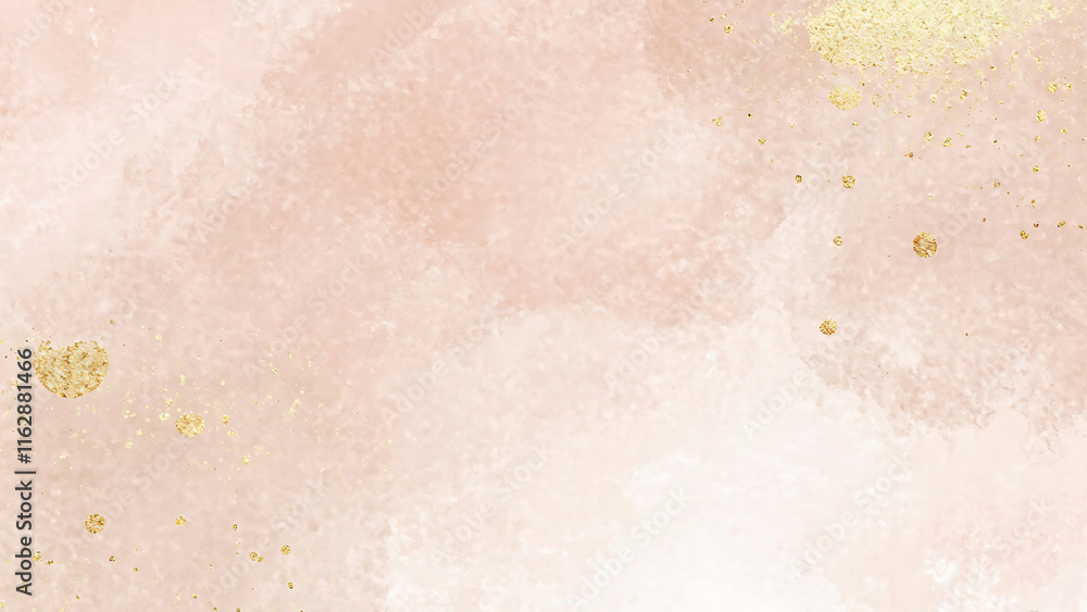 Fototapeta premium Abstract watercolor background with pink and gold splashes. Elegant, luxurious, and delicate texture for design.