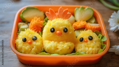 Adorable Chicken Bento Box:  A Fun and Healthy Meal for Kids photo