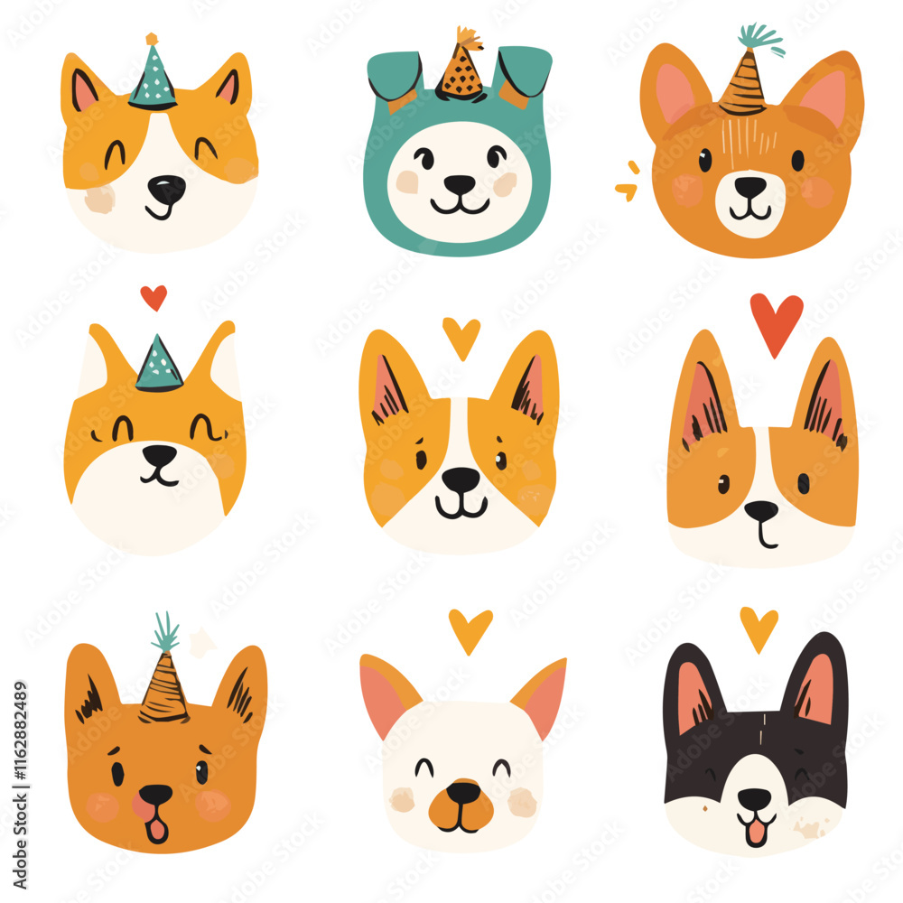 Illustration vector set of abstact cute dog for newyear celebration Illustration vector set of abstact cute dog for newyear celebration