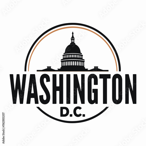 A vector illustration showcasing the iconic skyline of Washington, D.C., featuring landmarks and monuments such as the Washington Monument and the U.S. Capitol