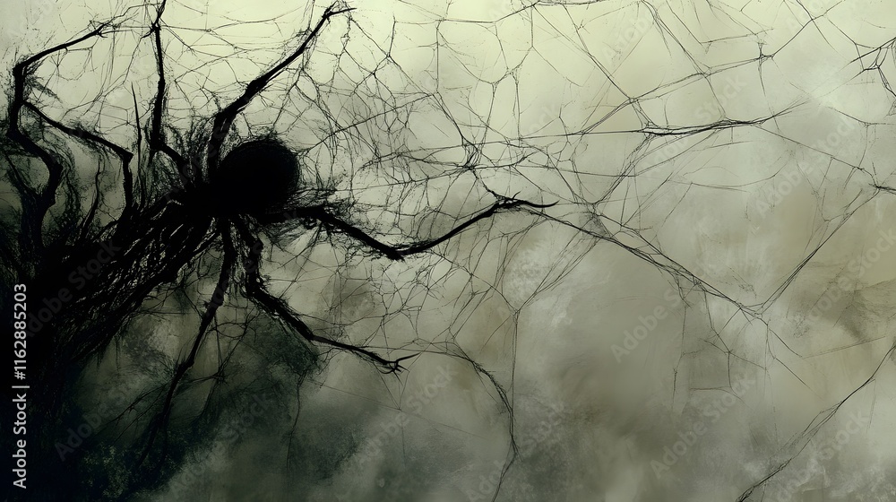 Shadowy Spider Crawling Within a Vast Web Shadowy Spider Crawling Within a Vast Web