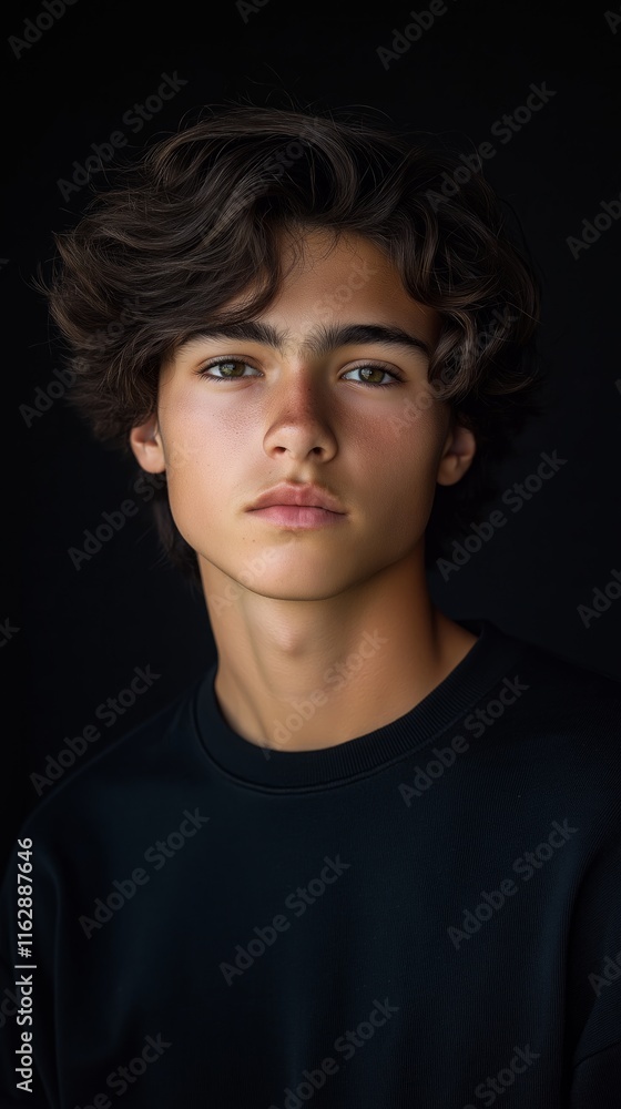 Obraz premium Expressive teen portrait with artistic lighting in studio setting for creative design