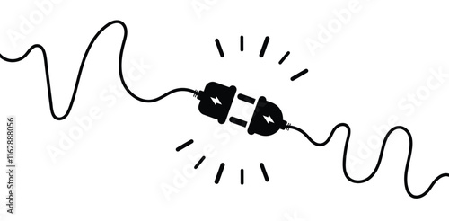 Electric socket with plug icon. Electric plug and outlet socket unplugged. cable of energy disconnect sign. symbol electric plug design
