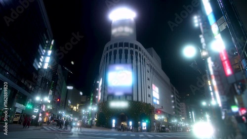渋谷(Shibuya)交差点神南一丁目2024-夜-スローシャッター