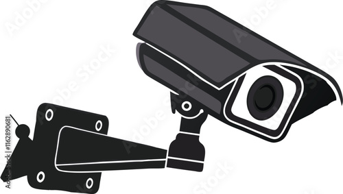 Security camera symbol icon. Fixed CCTV camera logo sign shape. Vector illustration image. Isolated on white background.