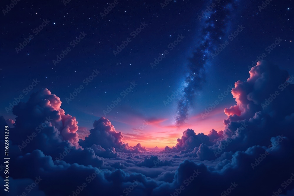 Ominous night sky with swirling clouds and stars , celestial, , mystical Ominous night sky with swirling clouds and stars , celestial, , mystical