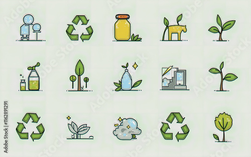 Eco-Friendly Icon Pack in Flat Design photo