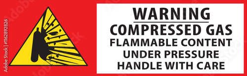 Flammable compressed gas handle with care warning notice vector.eps